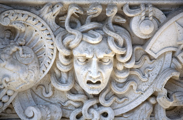 Stone Carved Panel of the Head of Medusa