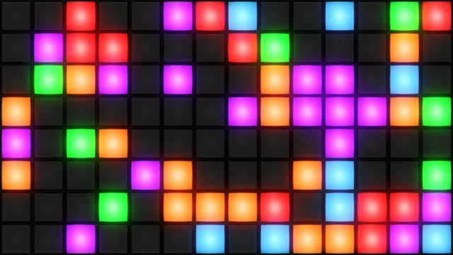 Disco nightclub dance floor LED dancing wall glowing light grid dancefloor musical background vj seamless loop club animation
