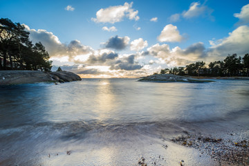 Beach, clouds and sun, winter