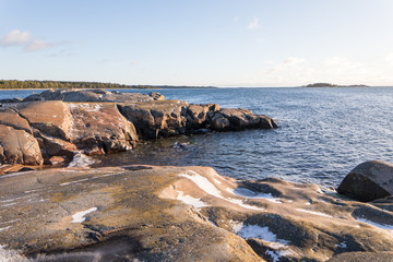 Rocks have snow cover