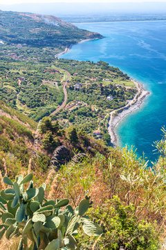 Aerial view of Southern Italy coastline in summer season