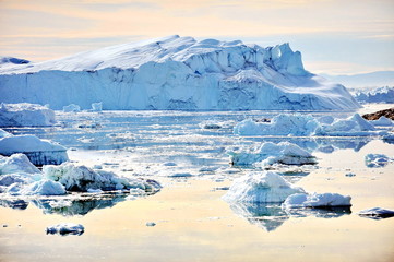 Greenland. Icebergs near the village of Ilulissat