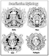 Scandinavian mythology set of images
