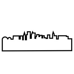 kansas city skyline silhouette outline on white background