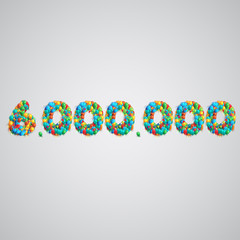 Number made by colorful balloons, vector.