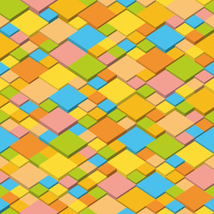 Abstract geometric seamless background, cubic mosaic structure. Summer colors isometric pattern