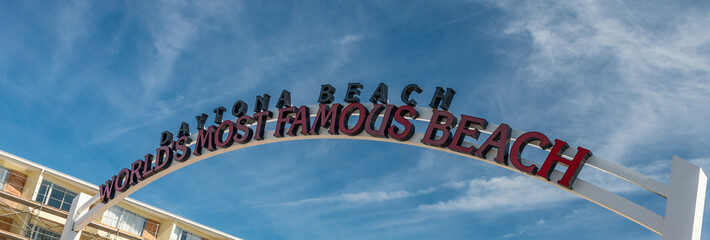 Entrance sign of beach road, Daytona Beach, Florida