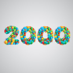 Number made by colorful balloons, vector.