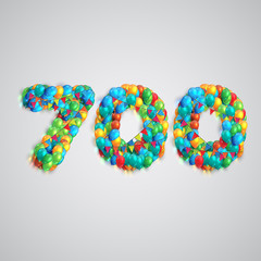 Number made by colorful balloons, vector.