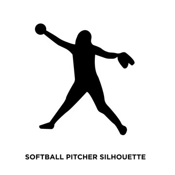 softball pitcher silhouette on white background