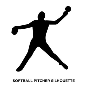 softball pitcher silhouette on white background