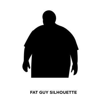 fat guy silhouette on white background