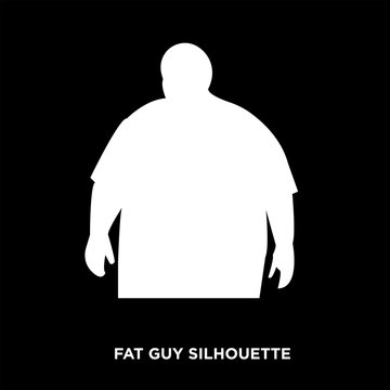 White Fat Guy Silhouette On Black Background