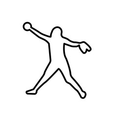 Fototapeta na wymiar softball pitcher silhouette outline on white background