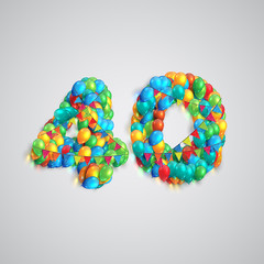 Number made by colorful balloons, vector.