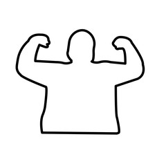 fat guy silhouette outline on white background