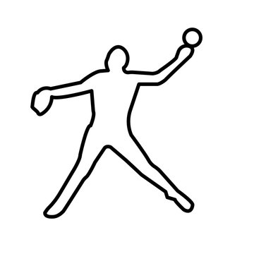 softball pitcher silhouette outline on white background