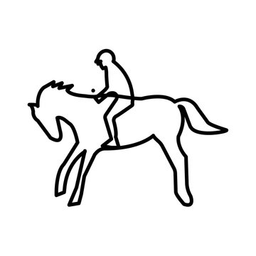 bucking horse silhouette outline on white background