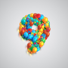 Number made by colorful balloons, vector.