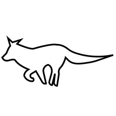 running fox silhouette outline on white background