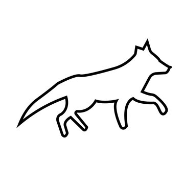 running fox silhouette outline on white background