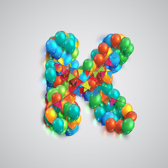 Colorful font made by ballons, vector.
