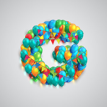 Colorful font made by ballons, vector.