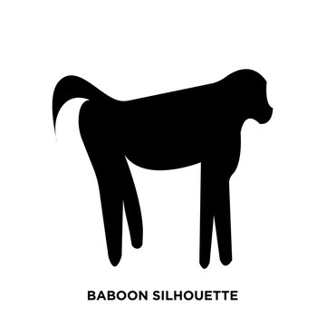 baboon silhouette on white background