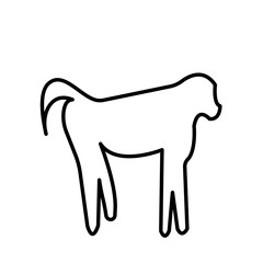 baboon silhouette outline on white background