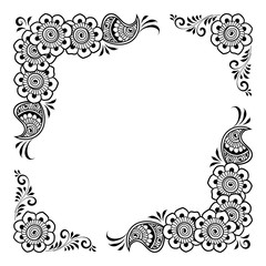 Hand drawn floral background with place for text. Vector Illustration