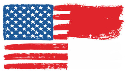 United States of America Flag & Monaco Flag Vector Hand Painted with Rounded Brush