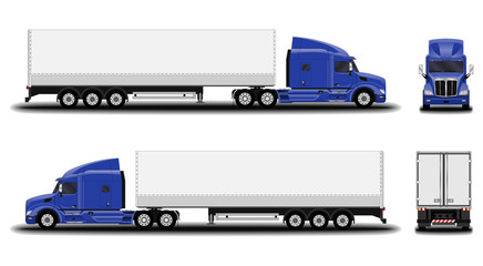 realistic truck. front view; side view; back view.