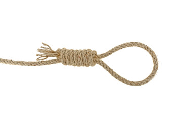 loop of linen rope isolated on white background