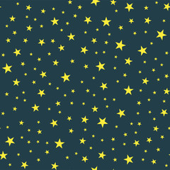Seamless geometric pattern from stars. Yellow stars on a gray background. Vector illustration