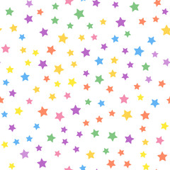 Fototapeta na wymiar Seamless geometric pattern from stars. Multi-colored stars on a white background. Vector illustration
