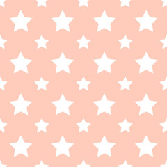 Seamless geometric pattern from stars. Stars on a pink background. Vector illustration