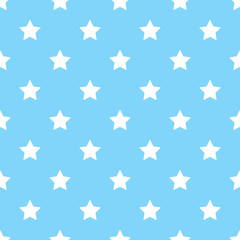 Seamless geometric pattern from stars. White stars on a blue background. Vector illustration