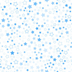 Seamless geometric pattern from stars. Blue stars on a white background. Vector illustration