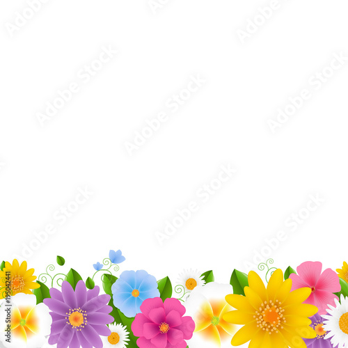 "Flowers Border White Background" Stock image and royaltyfree vector