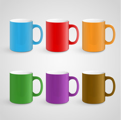 Realistic mugs, vector illustration