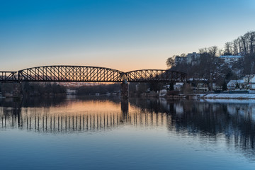 The bridge on river in city Hamelin,Germany