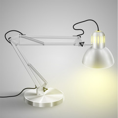 Realistic metal table lamp, vector.