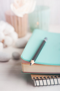 Mint notebook, meditation space