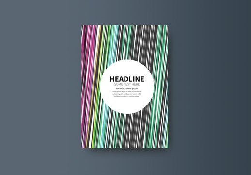 Book or Report Cover Layout with Multicolored Lines 1