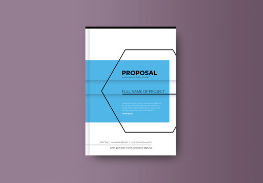 Book or Report Cover Layout with Blue Element 1