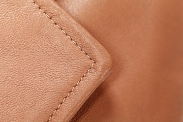 Background - the pocket in the form of hands brown genuine leather