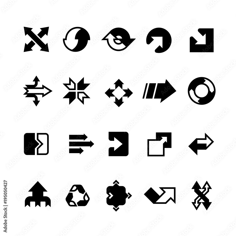 Aufkleber complex business transition, transform arrows and paths vector icons