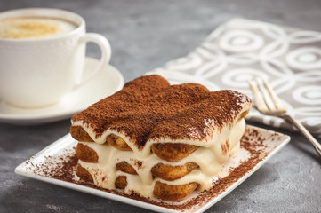 Homemade tiramisu cake, italian dessert.