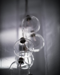 Light bulbs hanging from a window - 195051038