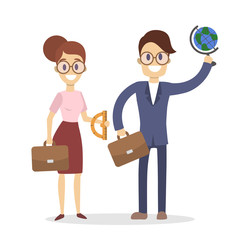 Obraz premium Isolated teachers couple.